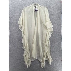 David and Young Women's Coverup Open Front Solid White Sheer One Size